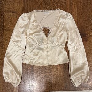 Reformation Silk Lace Trim Blouse